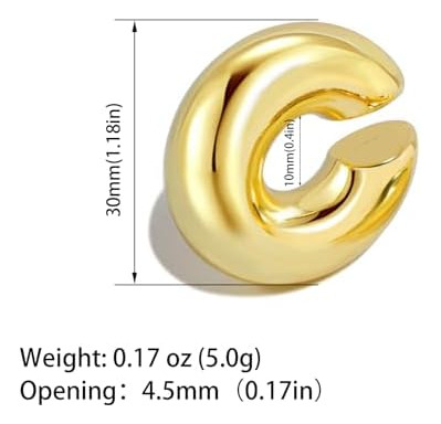 Aretes De Oro Grueso Para Mujer, Aretes Falsos Huggie Redond