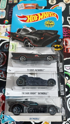 Lote Hot Wheels Batman Batmobile X3 Negro