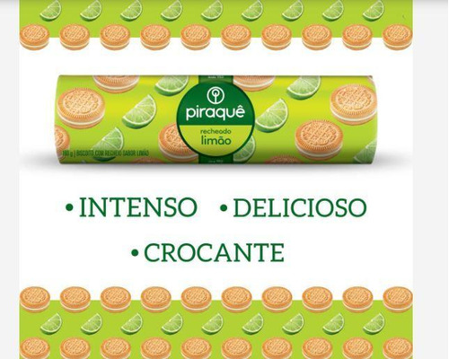 Biscoito Piraquê Recheado Limão 160g- 40un