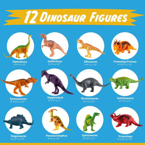 Juguetes De Dinosaurios, 12 Figuras De Dinosaurios Con Caja