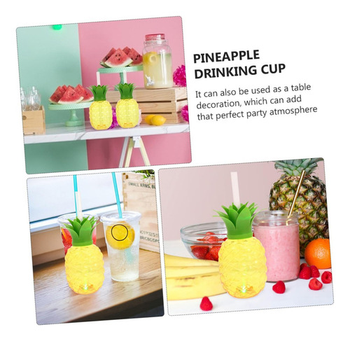 6 Pcs Vaso En Forma De Frutsi Vasos De Piña 500ml, Con Paja