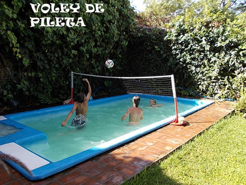 Voley Acuatico Serabot 2 Bases 4 Bastones Red 5m Pelota Incl