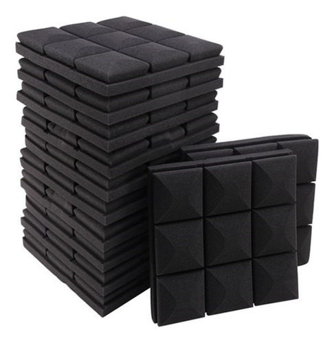 Paquete De 24 Paneles Negros De Espuma Acústica Con Sonido D