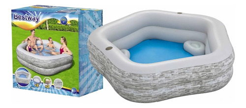 Piscina Inflable Pentagono Gris 2 Asientos Bestway 2,13 Mt