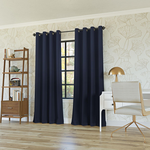 Juego De 2 Paneles De Cortinas Opacas 132 X 137 Cm Azul Mari