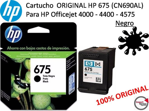 Cartucho Original Hp 675 (cn690al) P/ Hp Officejet  / Negro