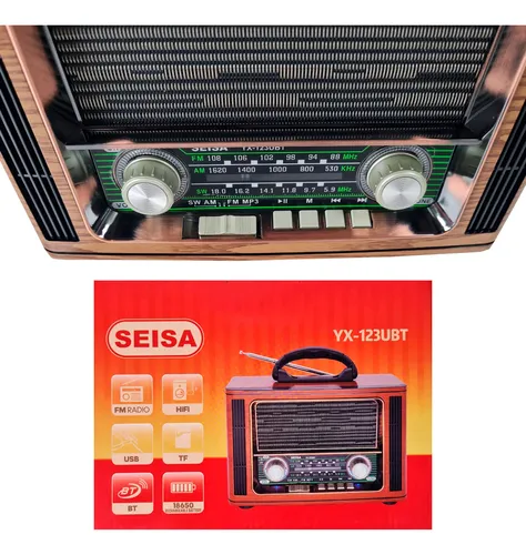 Radio Portatil Retro Am/fm Bt Usb Tf 5w Vintage Yx-123ubt