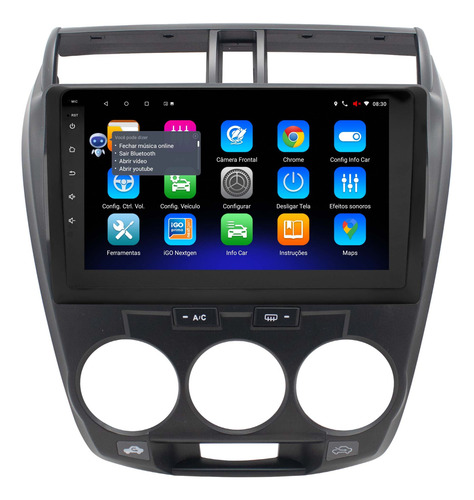 Multimidia Honda City 09/14 9p Android Carplay 2gb 32gb Voz