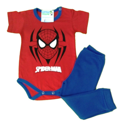 Conjunto Disfraz Spiderman Bebe Body Manga Corta Pantalon 