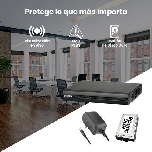 Kit Cronos Dvr Dahua Xvr1b16h-i-p500 16 Canales 5 Megapixeles Lite Wizsense +hdd 500gb Cooper-i H.265+ 16 Canales Hdcvi +8 Ip Hasta 24 Canales Ip Xvr1b16h Cvi/ahd/tvi/ Cvbs Funciones Pos Cctv