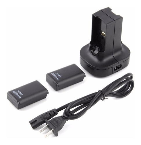 Base Dual Cargadora + 2 Pilas Recargables 4800 Mah Xbox 360