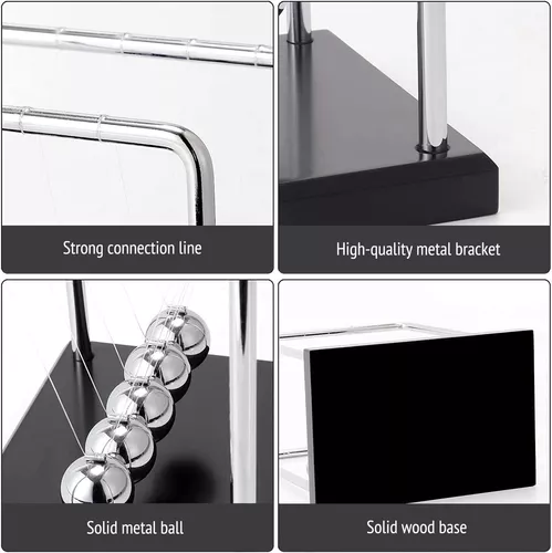 Juegos de bolas de péndulo de newton, base de madera de péndulo de bola de  mesa péndulo de newton, base de newton Adepaton WL-00300-3