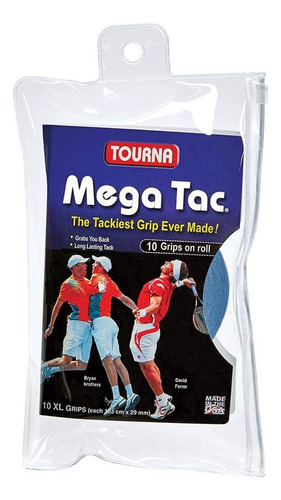 Tourna Mega Tac Extra Tacky Overgrip, Paquete De 10, Paquete