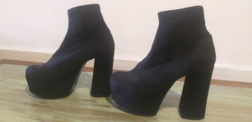 Botas Pinet Taco Palo Plataformas Mujer N39 Gamuza Negras