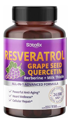 Resveratrol 24,000 Mg 150 Caps - Unidad a $1306