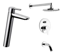 Comprar Combo Griferías Fv Puelo Lavatorio Alto Ducha Embutir Monoco