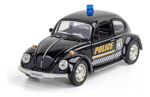 Patrulla Policía Modelos 1/32 Kinsmart Color Vocho Policia Negro Con Luz Y Sonido