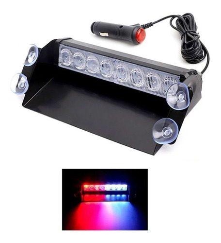 Baliza Parabrisa Led Estroboscopica Azul Rojo Bomberos 12v