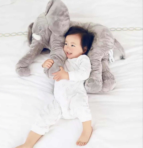Imagen 3 de 6 de Peluche Gigante Elefante Gris Almohada Bebe Suave Y Liviano