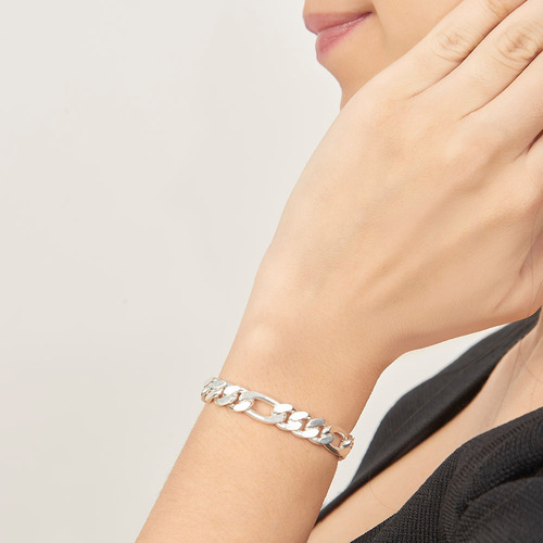 Pulsera Hombre Figaro Hl 8mm De Plataley.925 Duodeluxejoyas®