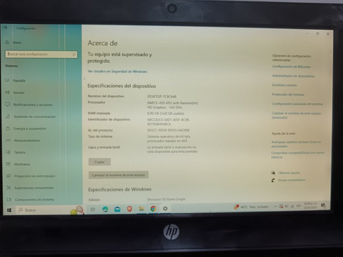 Computadora All In One Hp Pro 1005 Aio Para Reparar O Piezas Negro (Usado)