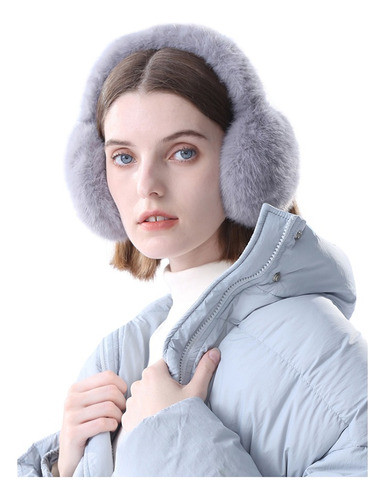 Orejeras Abrigadas Para Invierno Calentitas D Peluche Suaves Gris Liso Por Dentro