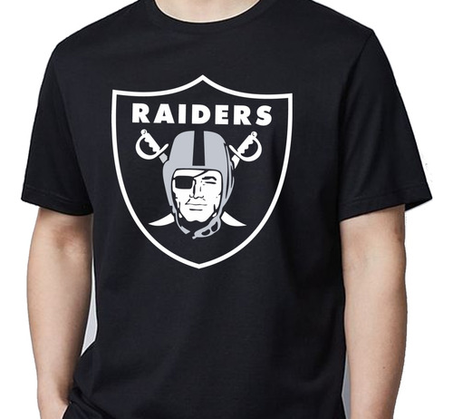 Camiseta Raiders Negra Logo Grande  - Raid002