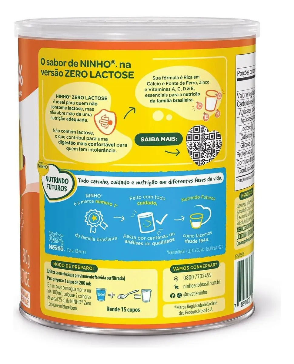 Composto Lácteo Forti+ Zero Lactose Em Lata De 380g Ninho