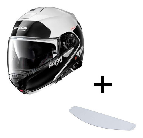 Capacete Articulado Nolan N100-5 Plus Distinctive Branco Cor Branco/Preto Tamanho do capacete 60 (L)