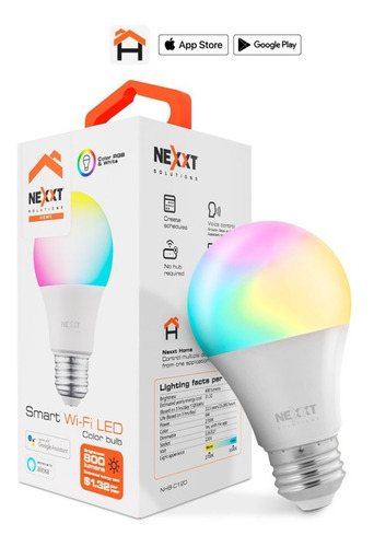 Imagen 8 de 8 de Ampolleta Led Inteligente Wifi Rgb Nexxt E27 - Revogames