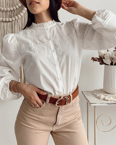 Camisa Blusa Broderie Hippie Chic Boho