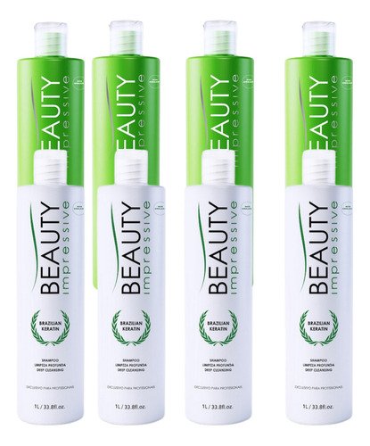 Kit 4 Escovas Progressivas Brazilian Keratin 1l - Beauty