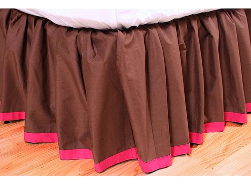 Valle De Las Flores Marrón Con Fuschia Band Queen Bed Skirt