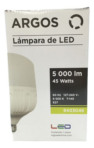 Foco Ahorradores Led Argos 1 Pza 45w 127-240v 6500k 6000 Lm