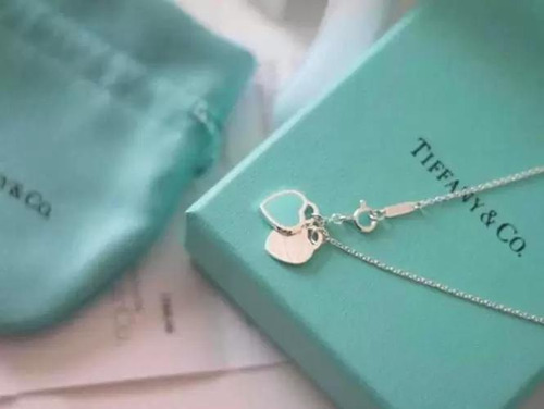 Colar Tiffany Coração Duplo Double Heart Blue Mini