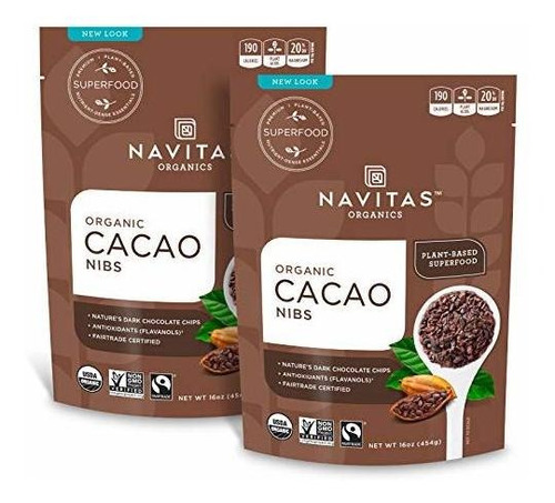 Navitas Organics Cacao Semillas, 16 Oz Bolsas (paquete De 2)