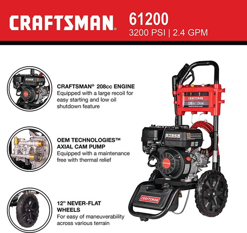 Lavadora A Presión De Gas, 3200 Psi; 2.4 Gpm; Craftsman