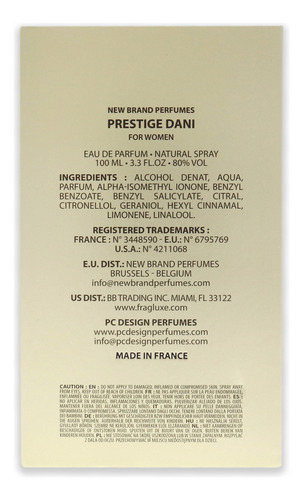 Perfume New Brand Dani Eau De Parfum 100ml Para Mulheres