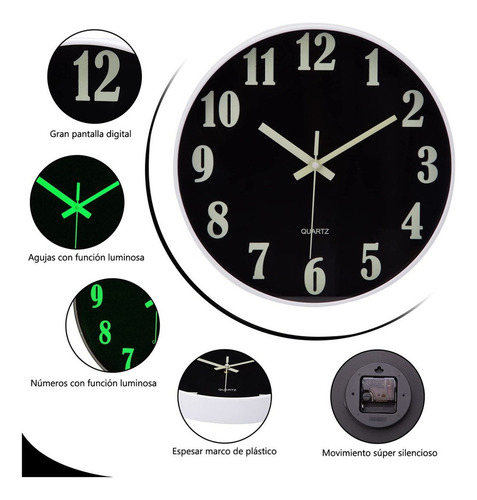 Relógio De Parede Moderno Com Luz Noturna, Relógio De Parede