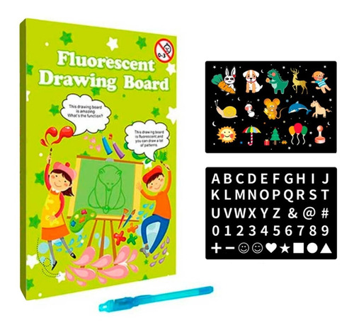 Tablero De Dibujo Fluorescente Dibuja Con Luz + Lapiz Led