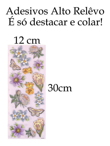 Imagem 2 de 4 de Adesivo Alto Relevo Flores Scrap Book