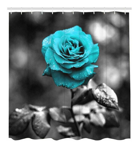 Hoohaa Cortina Ducha Romantica Rosa Negra Azul Flor Para 72