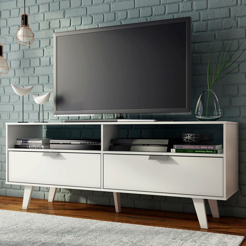 Mueble Mesa Para Tv Rack Madesa Oslo Hasta 55'' Bb Color Blanco