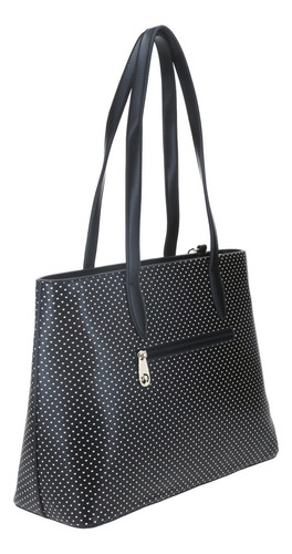 Bolsa Tote Barbie By Gorett Con Espejo Colgante Br23025-3 Color Negro Correa De Hombro Negro Diseño De La Tela Corazones