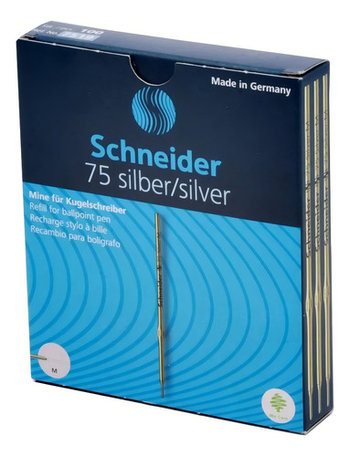 Caneta Para Riscar Couro Prata Schneider Caixa C/100 Peças