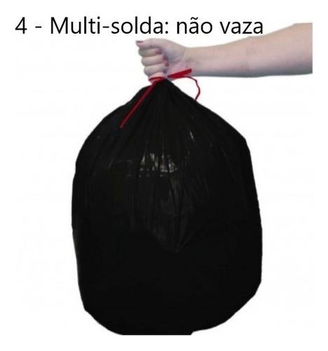 Saco de Lixo Super Forte Preto Reciclado 50 Litros Dover Roll com 30 unidades