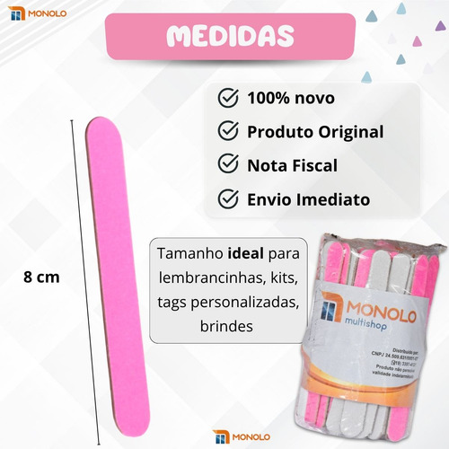 200 Lixas de Unha Mini Descartáveis Manicure Pedicure 8 Cm Monolo
