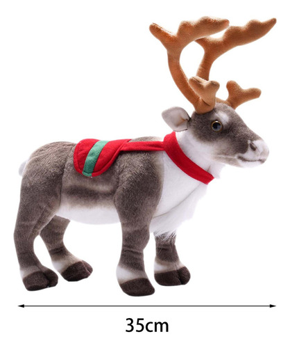 Muñeco De Peluche Navideño Con Forma De Reno Suave Con Cuern