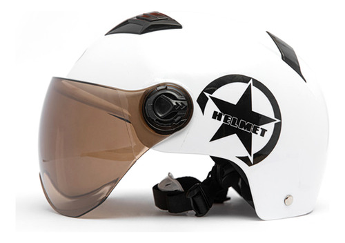 Casco Unisex, Medio Casco Blanco, Cabeza De Moto