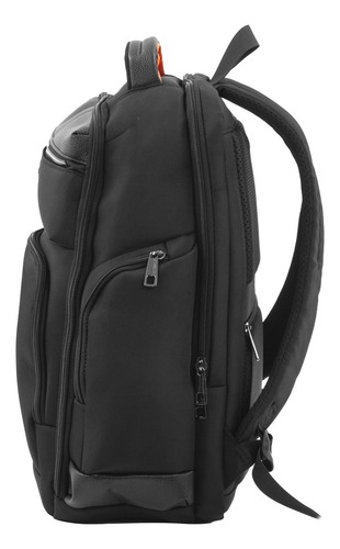 Mochila Porta Notebook Crossover Zia Poliéster Negro Diseño de la tela Liso